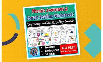 Phonics Worksheets: Beginning, Middle & Ending Sounds + Spelling
