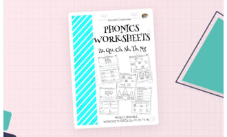 Phonics ZZ QU CH SH TH NG – 4-Page Workbook