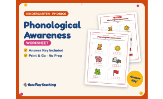 Phonological Awareness Worksheet – Kindergarten Blends & Consonants