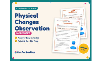 Physical Changes Observation Worksheet – 4th Grade States of Matter