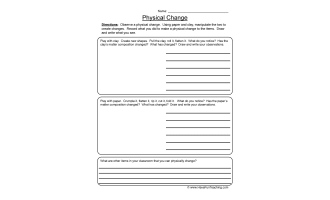Physical Changes Observation Worksheet