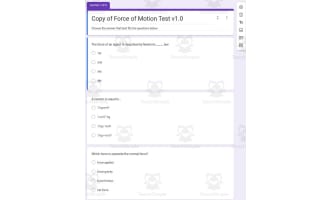 Physics Google Form Test: Force of Motion