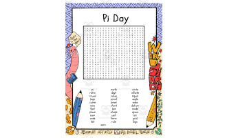 Pi Day word search puzzle worksheet activity