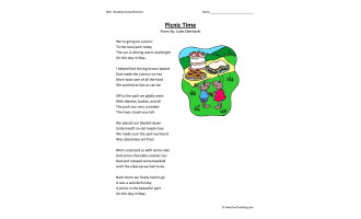 Picnic Time Reading Comprehension Worksheet