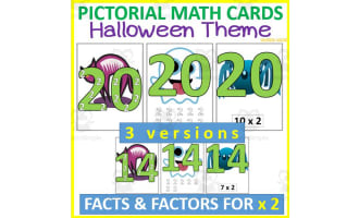 Pictorial Math Multiplication Flashcards | HALLOWEEN x2