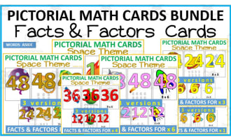 Pictorial Math Multiplication Flashcards | SPACE BUNDLE