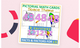 Pictorial Math Multiplication Flashcards | SPACE x6