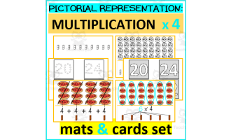 PICTORIAL REPRESENTATION: MULTIPLICATION x4 MATS POSTERS SCREEN SLIDES