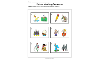 Picture Matching Sentences Worksheet