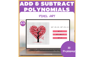 Pixel Art Math Valentine's Day | Adding and Subtracting Polynomials