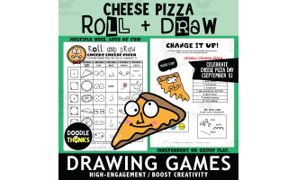 Pizza Roll and Draw Games | Cheese Pizza Day September Art Activity