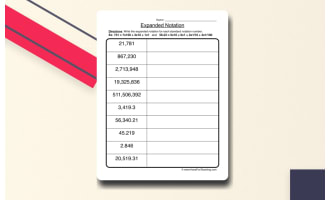 Place Value Expanded Notation Worksheet