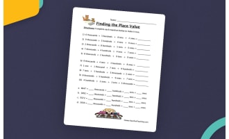 Place Value Thousands, Hundreds, Tens, Ones Worksheet