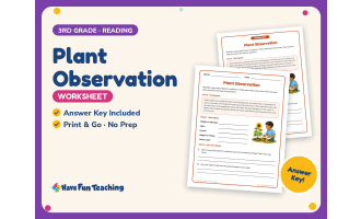 Plant Observation Worksheet – 3rd Grade Note Taking & Plants Practice