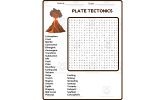 Plate Tectonics Word Search – 4th to 6th Grade
