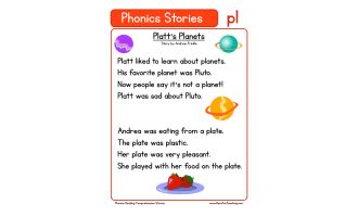 Platt's Planets PL Phonics Stories Reading Comprehension Worksheet