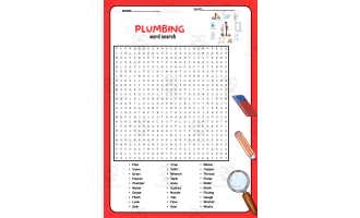 Plumbing Word Search Puzzle Worksheet – Skilled Trades Vocabulary