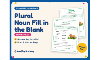 Plural Noun Fill in the Blank Worksheet – 2nd Grade Nouns & Suffixes