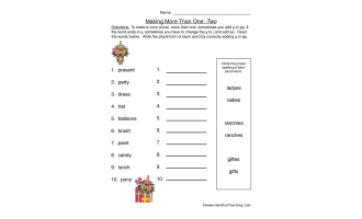 Plurals: S, ES & IES – Word Ending Worksheet