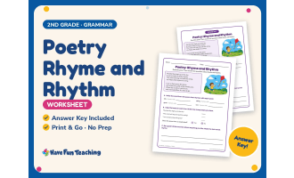 Poetry Rhyme and Rhythm Worksheet – 2nd Grade Rhyming Practice