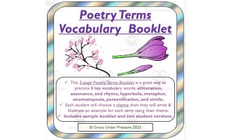 Poetry Terms Vocabulary Booklet – 8 Key Terms