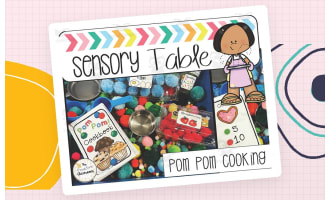 Pom Pom Cooking Sensory Table
