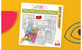 Pop Art Summer Coloring Pages | End of Year Activities | Summer Break