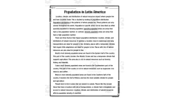 Population Distribution in Latin America Reading Packet