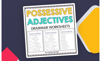 Possessive Adjectives Grammar Activity Worksheets for Grade 2, 3, 4