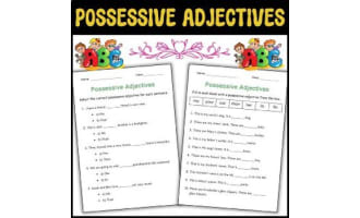 Possessive Adjectives Grammar Worksheets for Grade 1, 2, 3