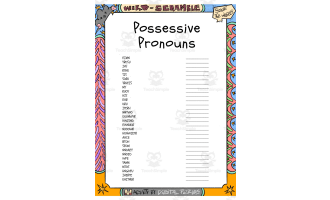 Possessive Pronouns word Scramble puzzle worksheet