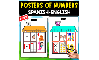 POSTERS OF NUMBERS 1 TO 10 | IN ENGLISH+SPANISH