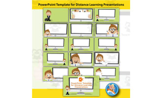 PowerPoint Template with Computer Screen and Teacher