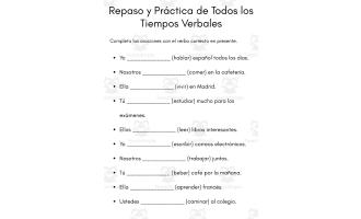 Practice of All Spanish Tenses Worksheet