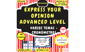 PRE and AP Spanish Speaking practice 9 topics Part 1 Noprep Advanced