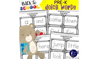 Pre-K Dolch Words Tracing Practice