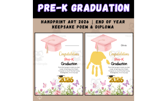 Pre-K Graduation Handprint Art 2026 | End of Year Keepsake Poem