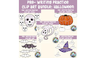 Pre-Writing Practice Clip Art Bundle: Halloween
