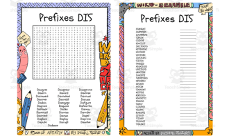 Prefixes DIS word search & scramble