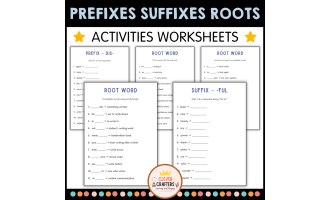 Prefixes, Suffixes, and Root Words Worksheets for Grade 1, 2, 3