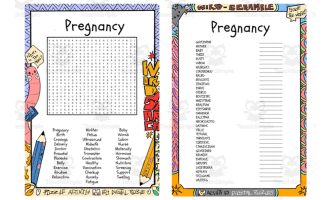Pregnancy word search & scramble