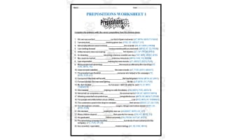 Prepositions Worksheet 1