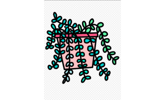 Preppy Cactus Doodles Clip Art | Color + Black and White