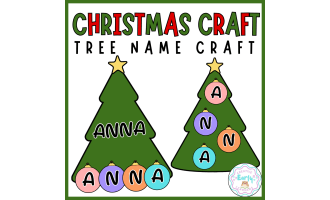 Preschool Christmas Tree Name Craft Editable|December, Winter Holiday
