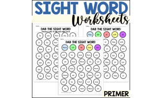 Primer Dab a Sight Word Worksheets