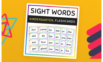 Primer/Kindergarten Sight Words Flash Cards, Rainbow Borders