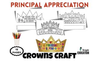 Principal Appreciation Day Crowns Craft Coloring Activity