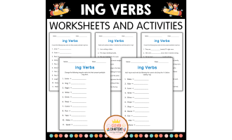 Printable Adding ing to Verbs Grammar Worksheets for Grade 1, 2, 3