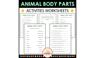 Printable Body Parts of Animals Activity Worksheets for Grade 2, 3, 4