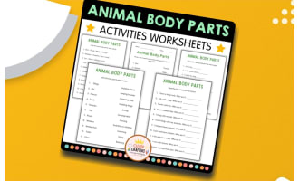 Printable Body Parts of Animals Activity Worksheets for Grade 2, 3, 4